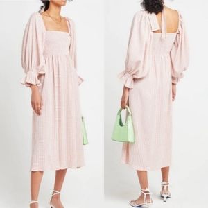 OPT Pink Gingham Midi Dress